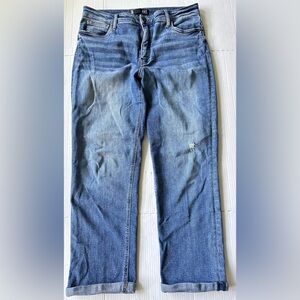 Kut from the Kloth Jeans 14 Blue Rachael Fab Ab Mom‎ Jean High Rise Cuffed Crop
